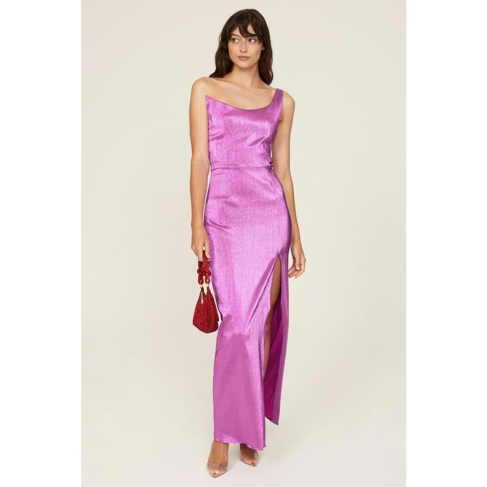 Black Halo Pink faille Spice Gown Size 12 with Stain